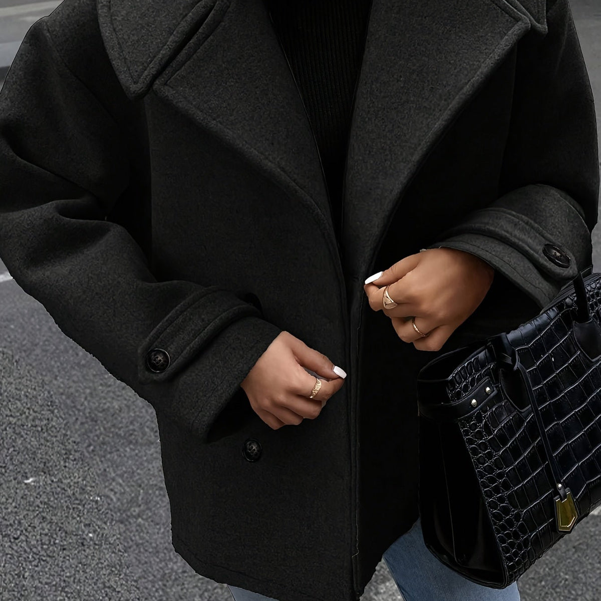 Elise| Stylish Double-Breasted Jacket with Button Details