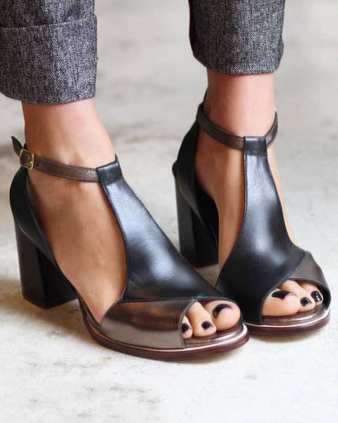 Nadaria | Talons Peep Toe Noir Patchwork