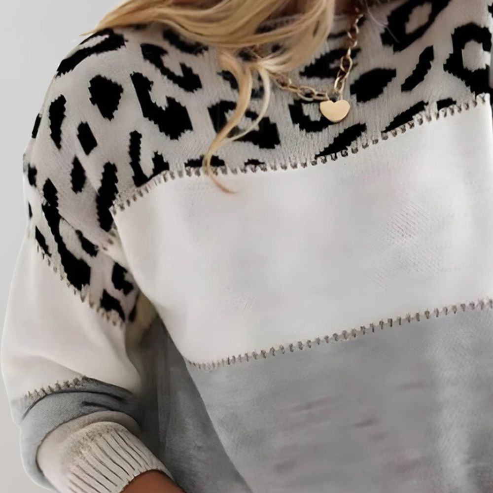 Diane | Pull en Tricot avec Accent Léopard