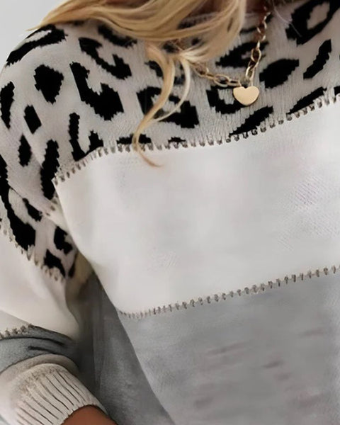 Diane | Pull en Tricot avec Accent Léopard