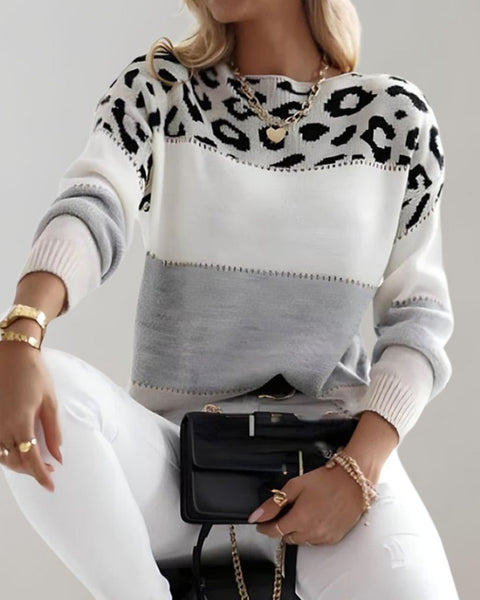 Diane | Pull en Tricot avec Accent Léopard
