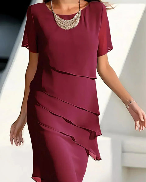 Anastasia | Robe Midi Luxueuse à Épaisseurs