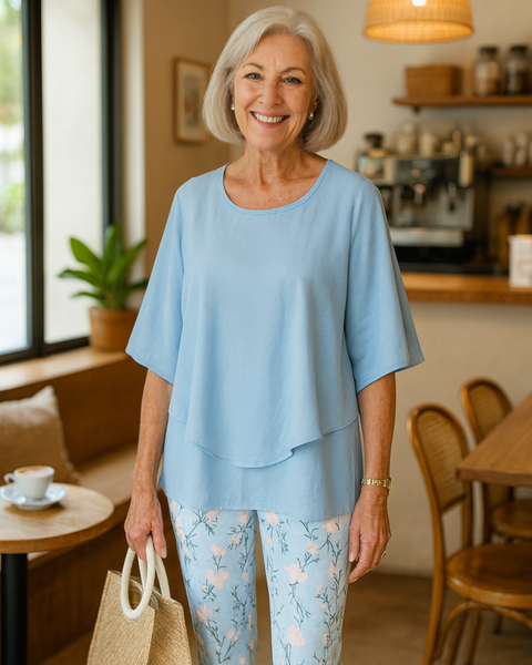 Rosalind | Sophisticated Two-Piece Set – Effortless Style, Lasting Comfort Soft Sky