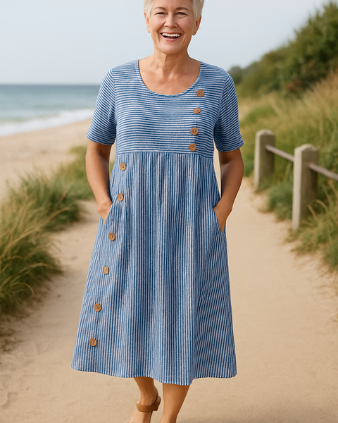 Brienne | Striped Midi Dress – Effortless Comfort, Everyday Confidence