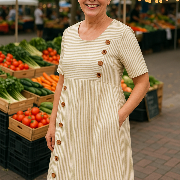 Brienne | Striped Midi Dress – Effortless Comfort, Everyday Confidence