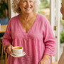 Loretta| V-Neck Cotton-Linen Blouse – Light Elegance with Everyday Ease