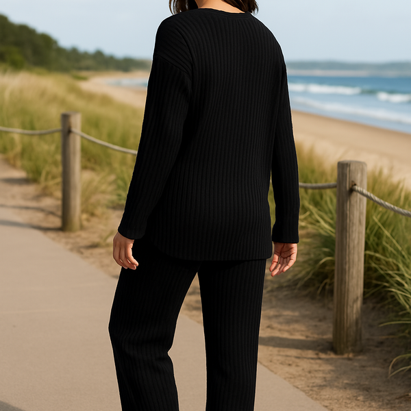 Noelle | V-Neck Ribbed Knit Lounge Set