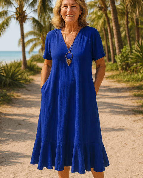 Maravie | FlowEase Midi Dress – Effortless Shape, Confident Movement