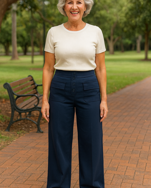Marjorie | High-Waist Stretch & No-Pill Trouser – Timeless Confidence