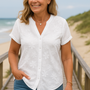 Rena Natural Cotton-Linen Top