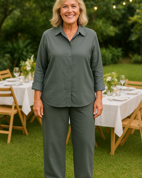 Solena | 2-Piece Cotton-Linen Blend Set - Breathable, Flattering, and Versatile.