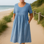 Louise | Striped Midi Dress – Effortless Comfort, Everyday Confidence