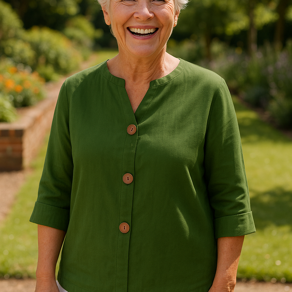 Sage | Cotton-Linen Button Blouse - Effortless Coverage