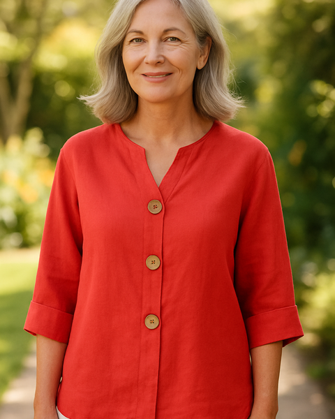 Sage | Cotton-Linen Button Blouse - Effortless Coverage
