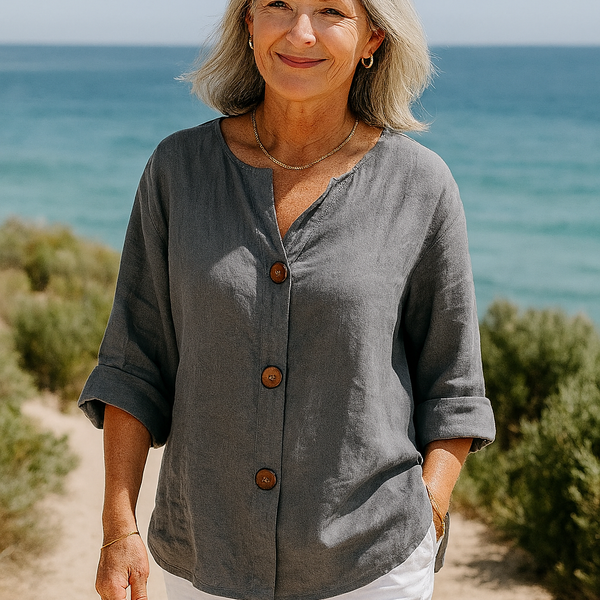 Sage | Cotton-Linen Button Blouse - Effortless Coverage