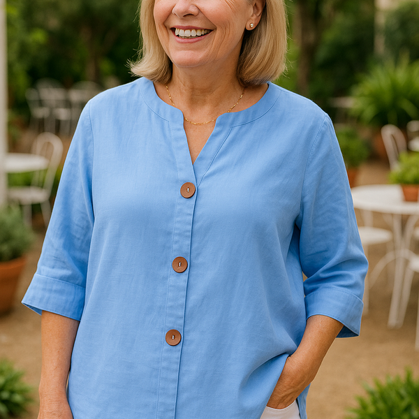 Sage | Cotton-Linen Button Blouse - Effortless Coverage