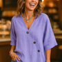 Bronte | Soft Drape Button Blouse - Where comfort meets confidence