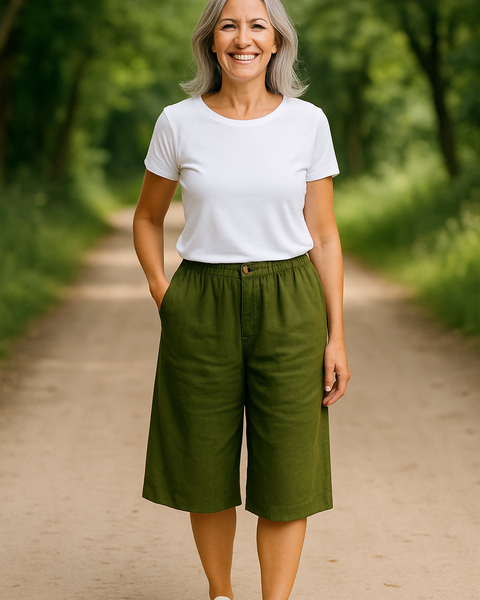 Hazel | Linen Comfort Shorts - Flattering coverage. Perfect warm-weather fit
