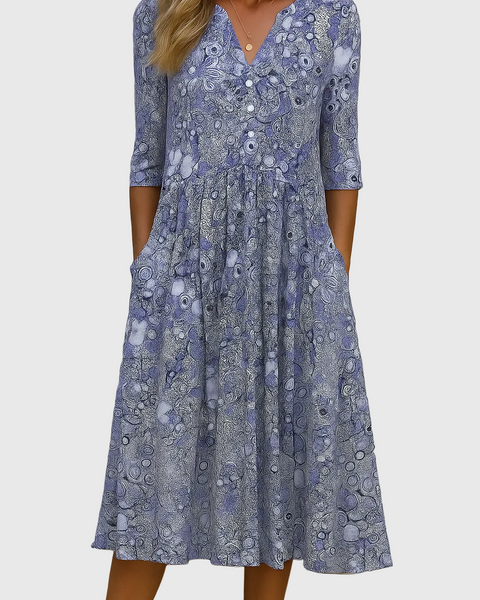 Harlow | Graceful V-Neck Elegance Midi Dress
