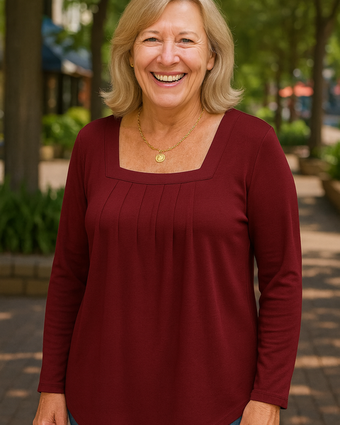 Colleen | Pleated Comfort Top – Long Sleeve Edition. Everyday confidence.