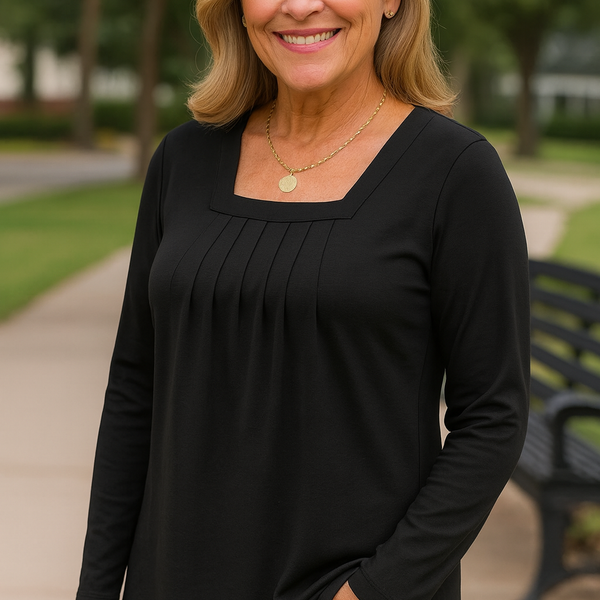 Colleen | Pleated Comfort Top – Long Sleeve Edition. Everyday confidence.