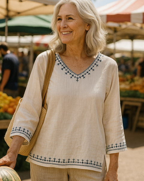 Mirella | V-Neck Blouse - Effortless Elegance, Everyday Confidence