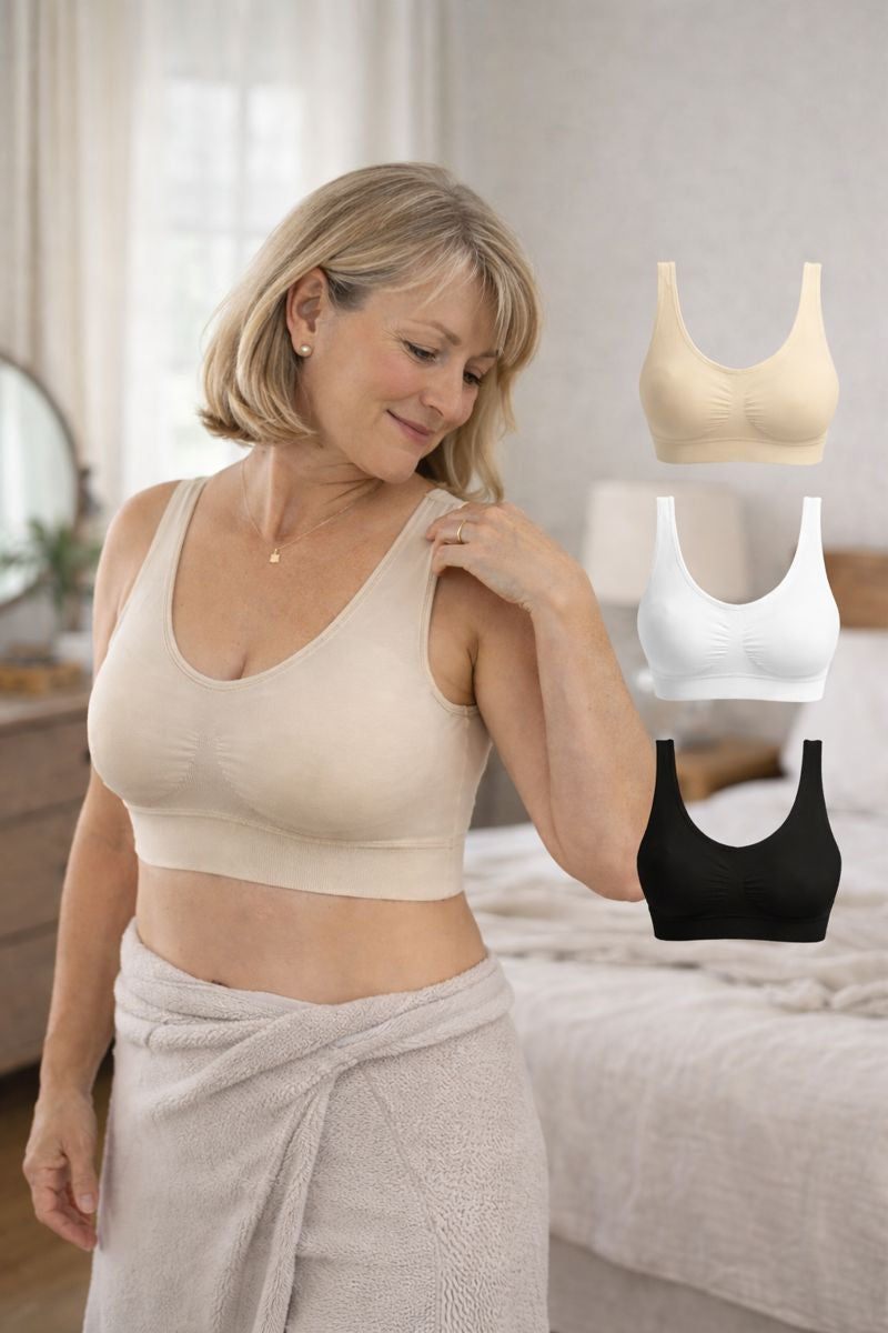 The Everyday Comfort Bra Set | 3 Bras— without padding or pressure.