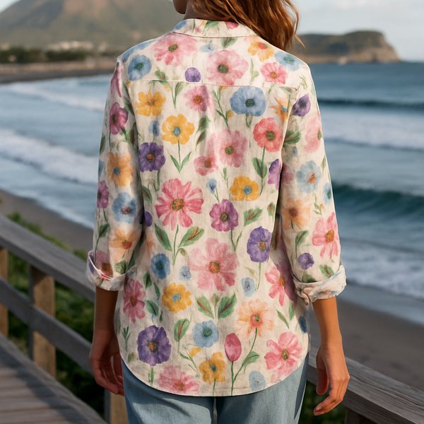 Savannah | Vintage Floral Cotton-Linen Shirt