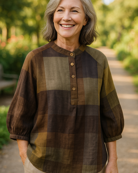 Willow Breeze Cotton-Linen Blouse