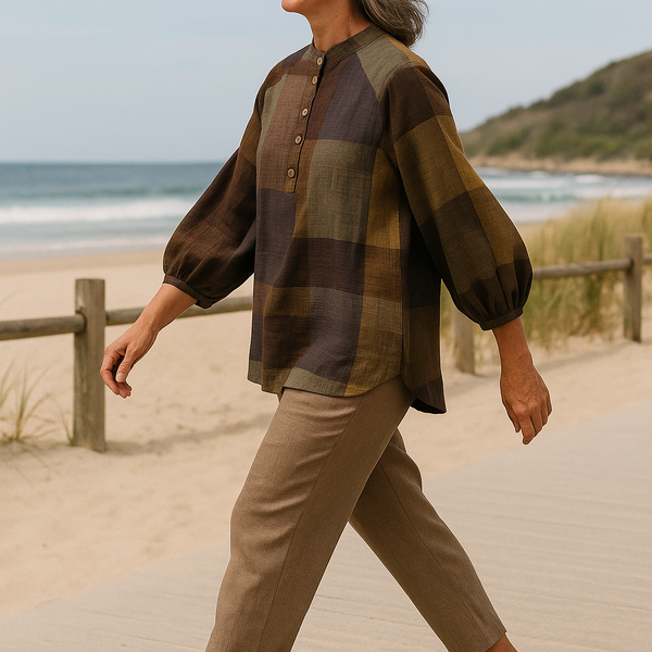 Willow Breeze Cotton-Linen Blouse