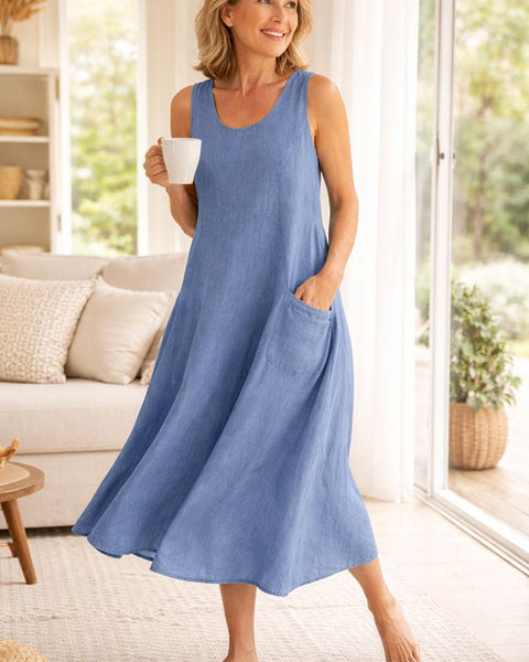 Elara | Effortless Cotton Pocket Dress — Cool, Relaxed & Beautifully Easy (S-5XL)