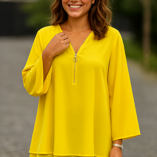 Sienna | Lightweight Chiffon Zipper Blouse