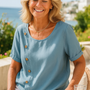 Aria | SoftFlow Button Accent Blouse - Effortless Elegance, Everyday Confidence