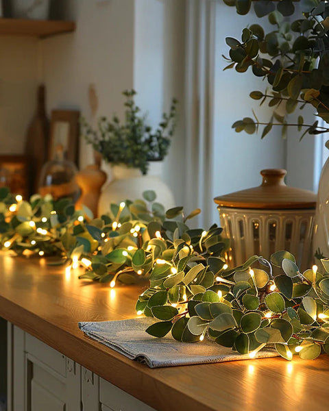 EucaGlow LED Garland – Wireless Warm Eucalyptus Lighting