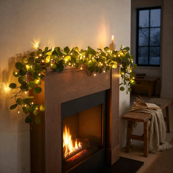 EucaGlow LED Garland – Wireless Warm Eucalyptus Lighting