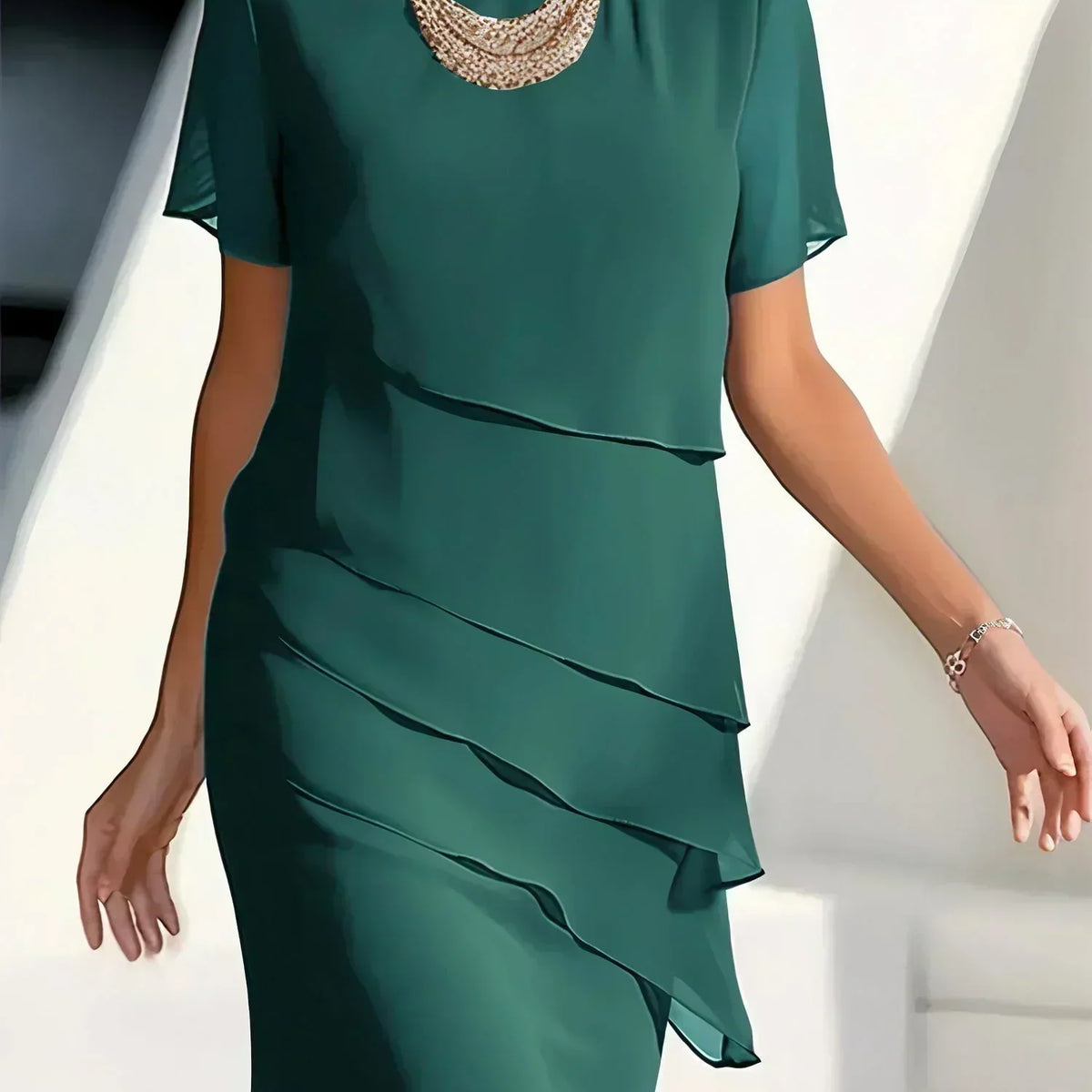 Anastasia | Robe Midi Luxueuse à Épaisseurs