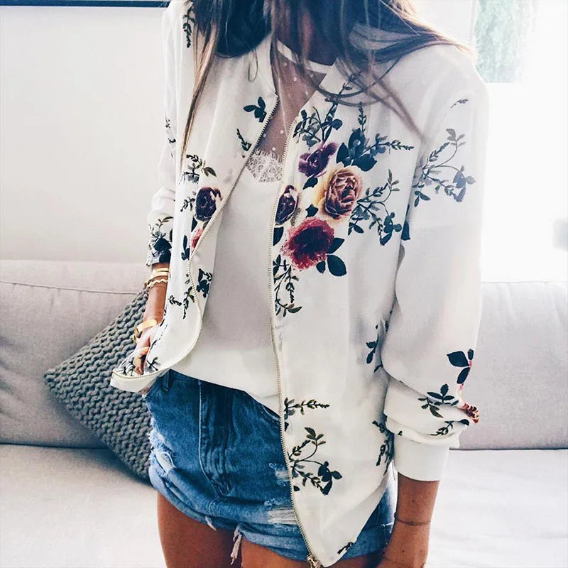Hazel | Veste bomber avec imprimé floral moderne