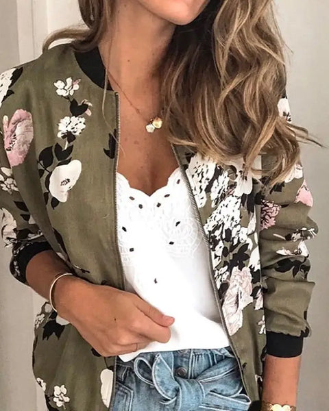 Hazel | Veste bomber avec imprimé floral moderne