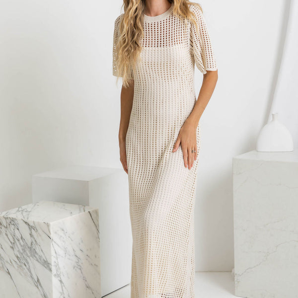 ESSENTIAL - Airlie Crochet Maxi Dress - Natural