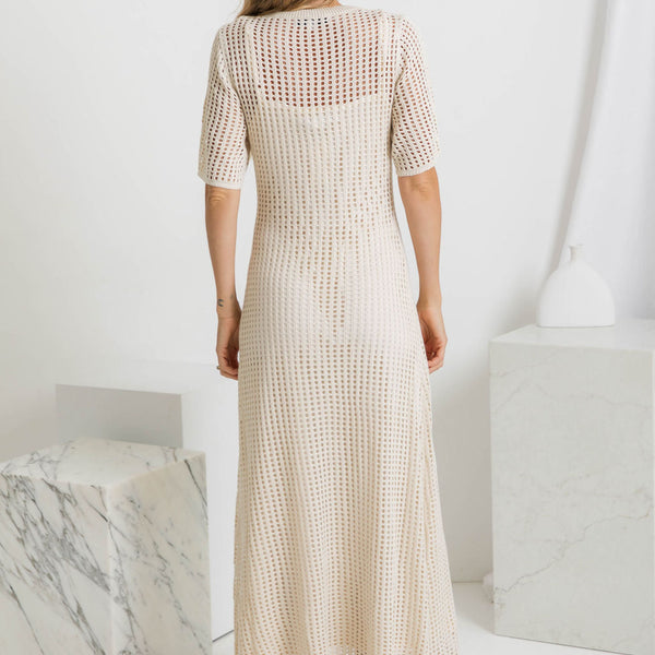 ESSENTIAL - Airlie Crochet Maxi Dress - Natural