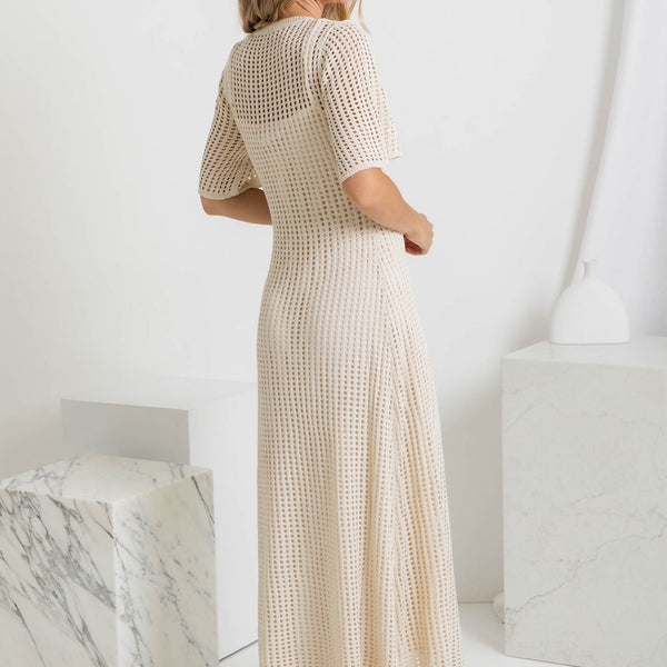 ESSENTIAL - Airlie Crochet Maxi Dress - Natural