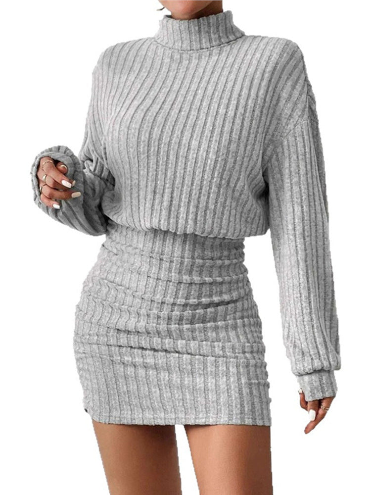 Robe Tricotée à Col Montant Nora