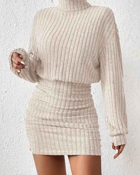 Robe Tricotée à Col Montant Nora