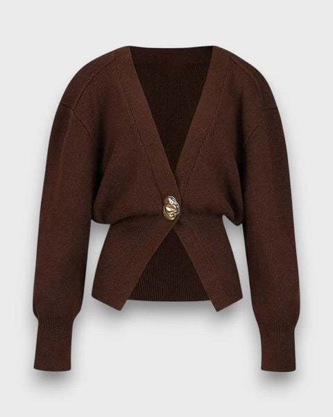 Enea – Cardigan avec Décolleté Profond et Bouton Doré