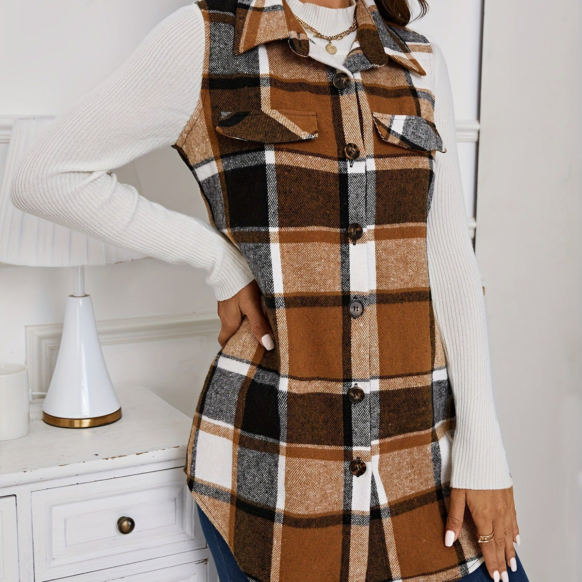 DELILA™ – Gilet à Col Boutonné Décontracté