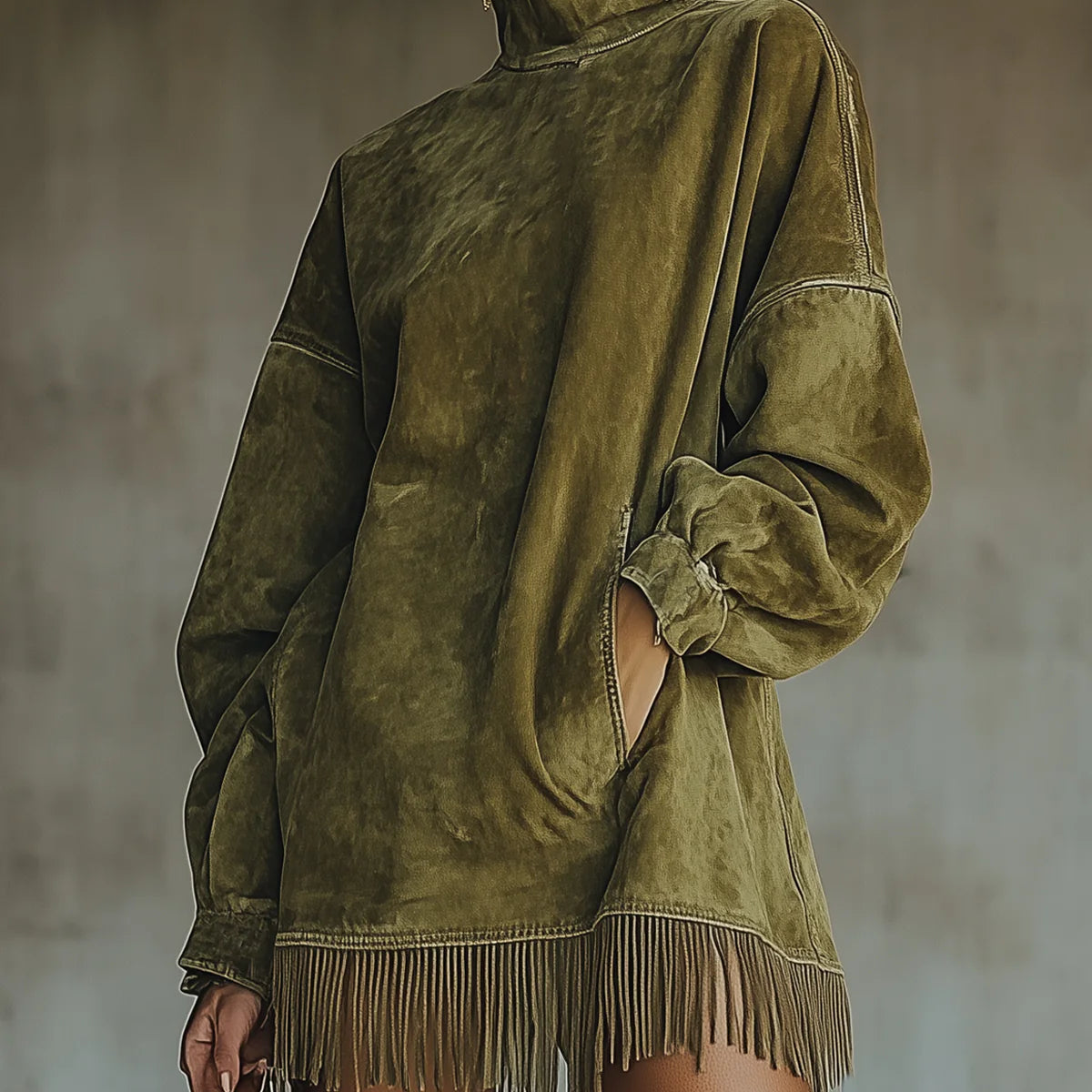 Sheri | Robe Frangée en Suède Doux