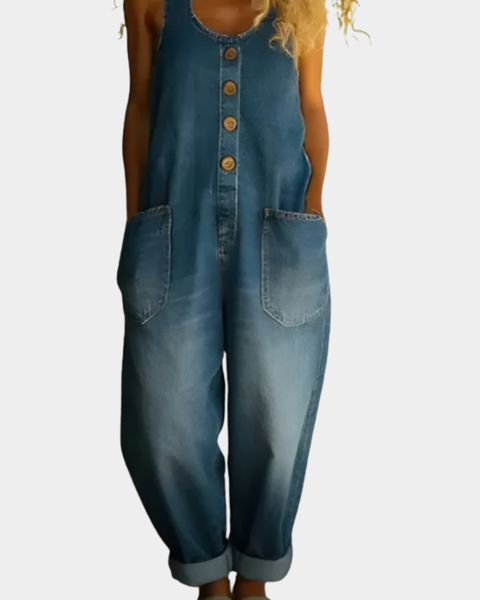 Margaret - Vintage Soft Cotton Denim-Look Overall