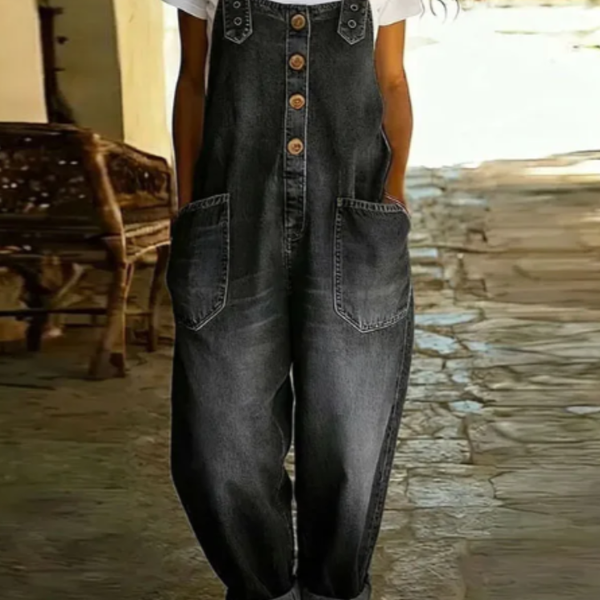 Margaret - Vintage Soft Cotton Denim-Look Overall