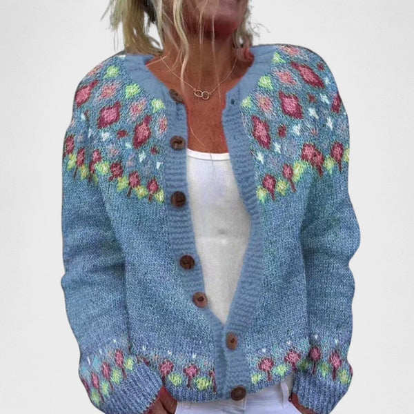 Lianne – Cardigan Tricot Épais avec Motif Chic