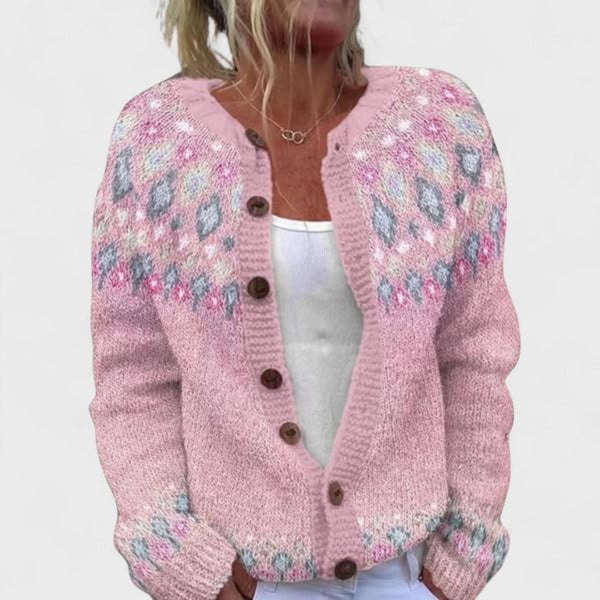 Lianne – Cardigan Tricot Épais avec Motif Chic
